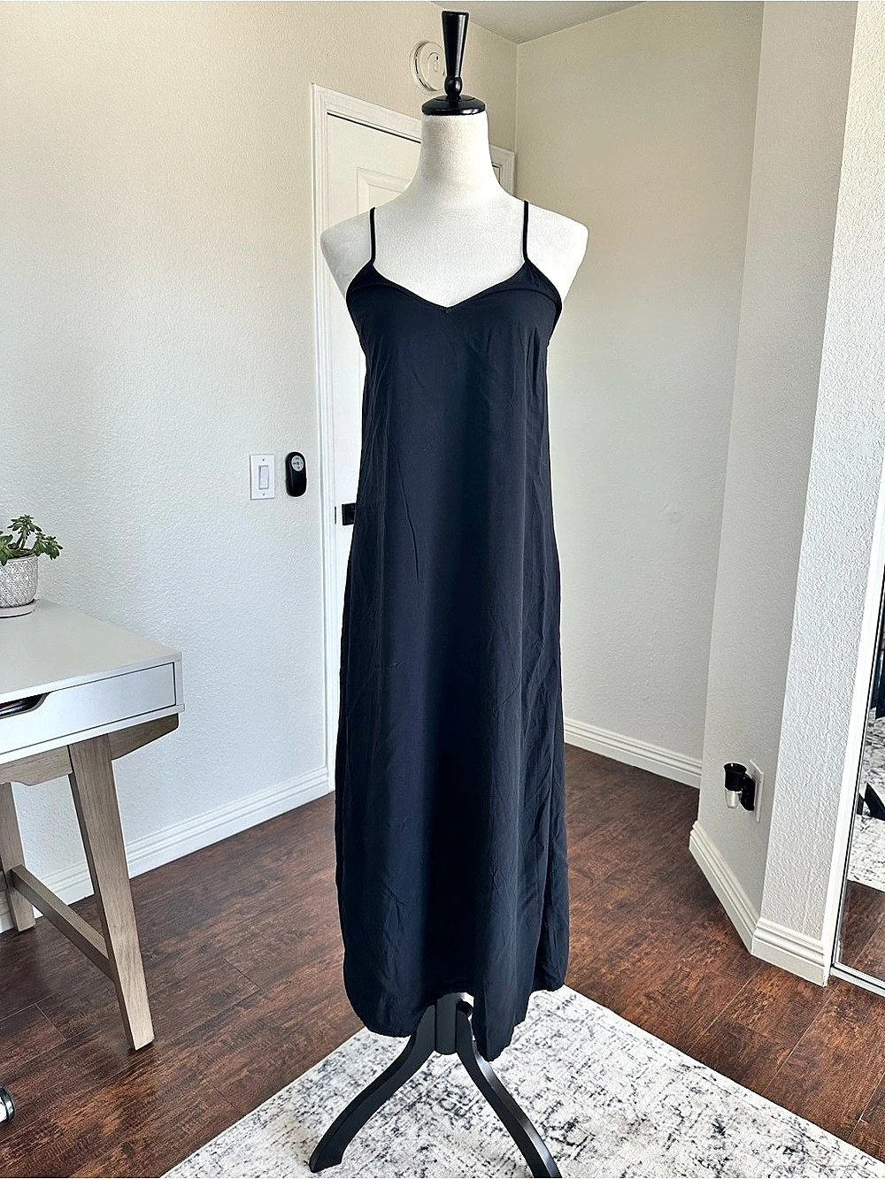 Old Navy Black Maxi Slip Dress Size S Adjustable Criss Cross Straps